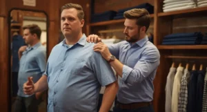 Grote maten blouse heren met perfecte pasvorm in lichtblauw linnen